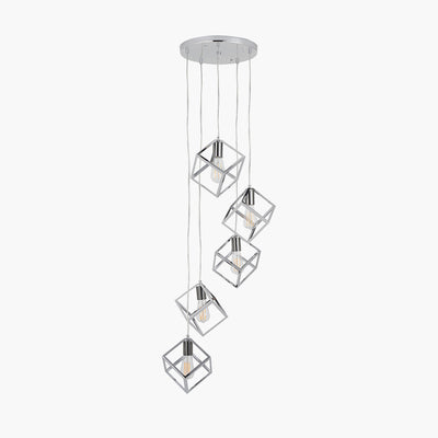 Alessio Shiny Nickel Metal Five Cube Pendant