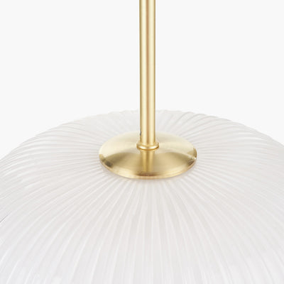 Alexa White Ribbed Glass & Gold Metal Multi Drop Pendant