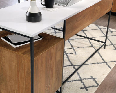 Moderna L-Shaped Desk Sindoori Mango/White Top