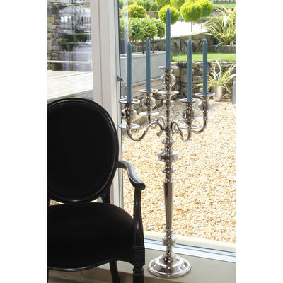 Silver Metal 5 Candle Floor Standing Candelabra