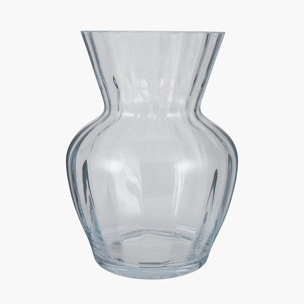 Clear Glass Striped Optic Posy Vase Large