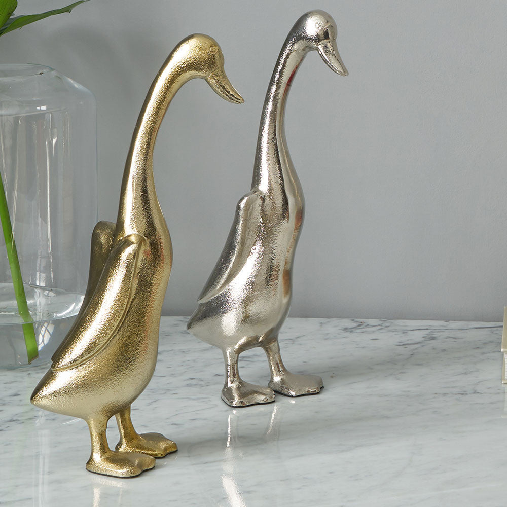 Silver Metal Duck Ornament