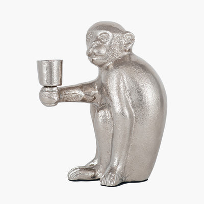 Silver Metal Monkey Candlestick