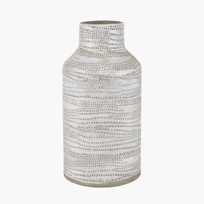 Alina White Stoneware Dot Design Vase Tall