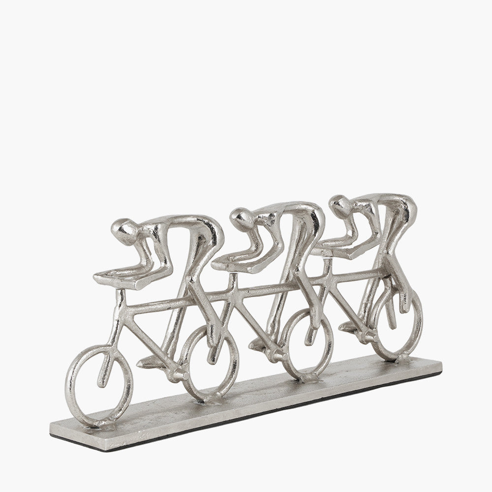 Silver Metal Triple Cyclist Ornament