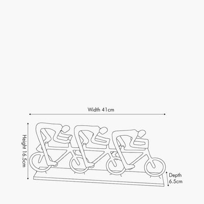 Silver Metal Triple Cyclist Ornament