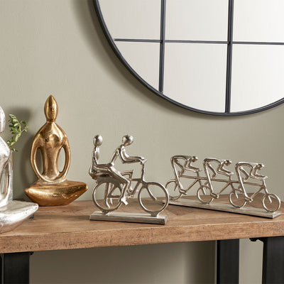 Silver Metal Triple Cyclist Ornament