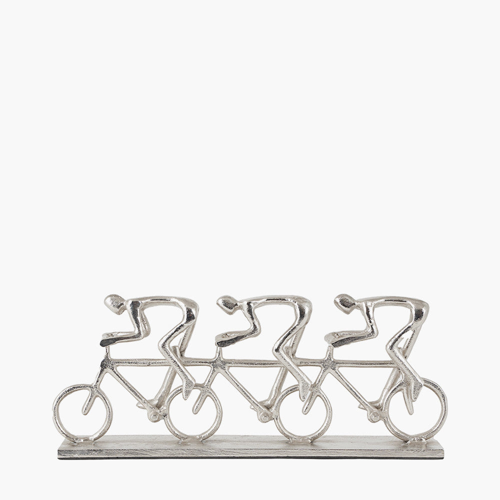 Silver Metal Triple Cyclist Ornament