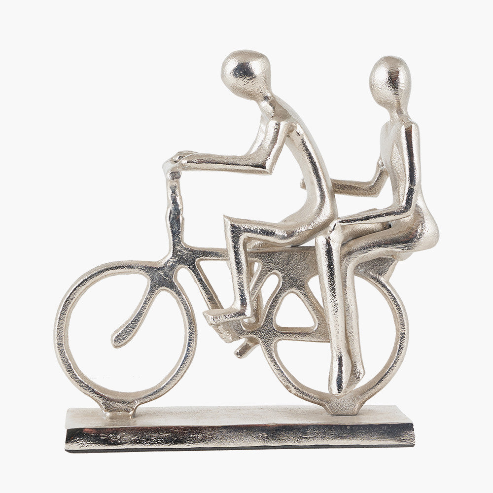 Silver Metal Double Cyclist Ornament