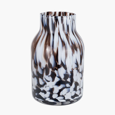 Brown and White Tortoiseshell Glass Vase Tall
