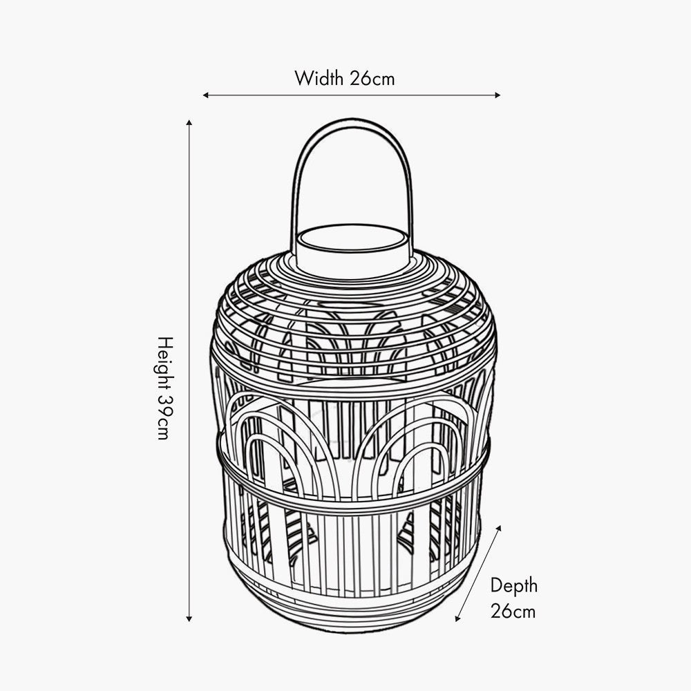 Black Bamboo and Glass Lantern Small