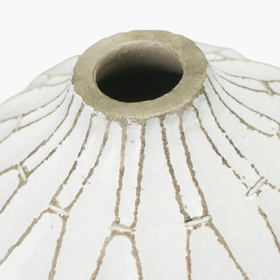 Gaudi White Stoneware Geometric Design Vase