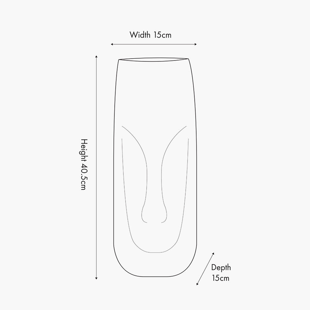 Visage Grey Stoneware Face Design Vase Tall