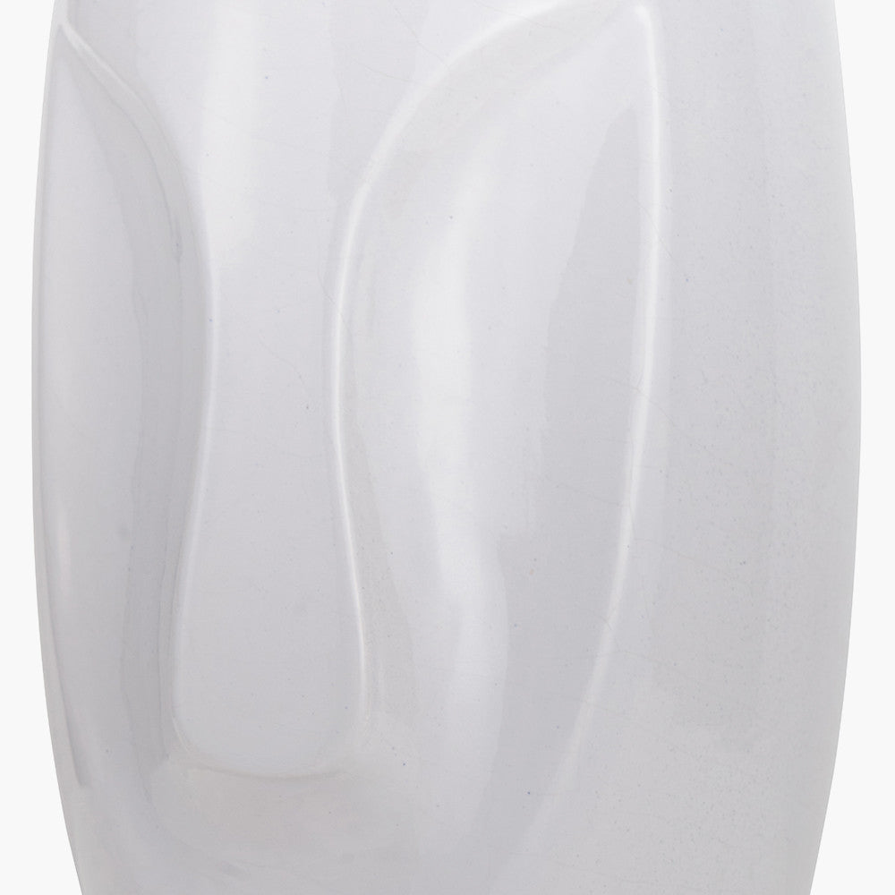 Visage White Stoneware Face Design Vase