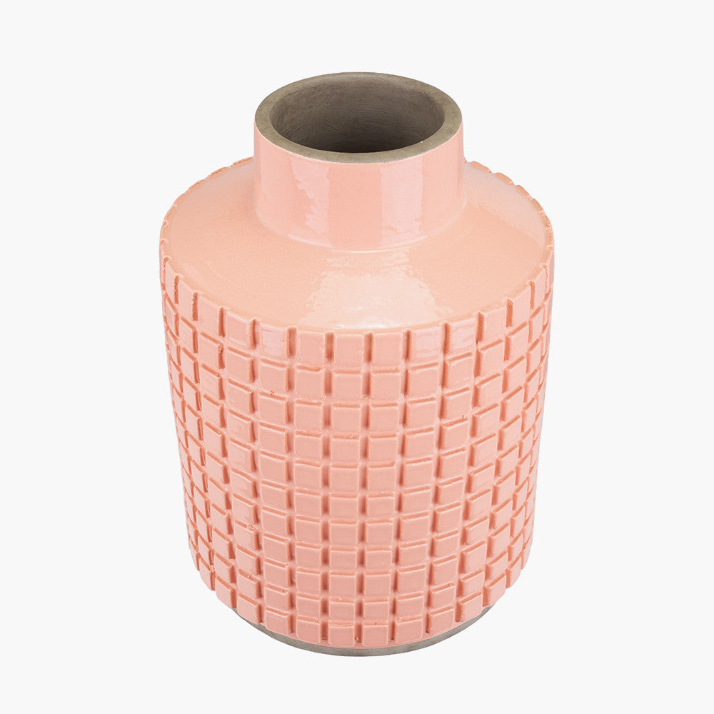 Malone Apricot Stoneware Square Design Vase