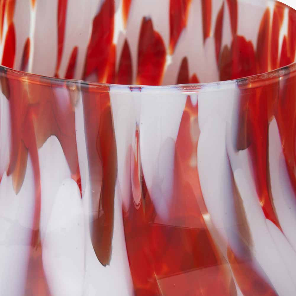 Red and White Tortoiseshell Glass Vase