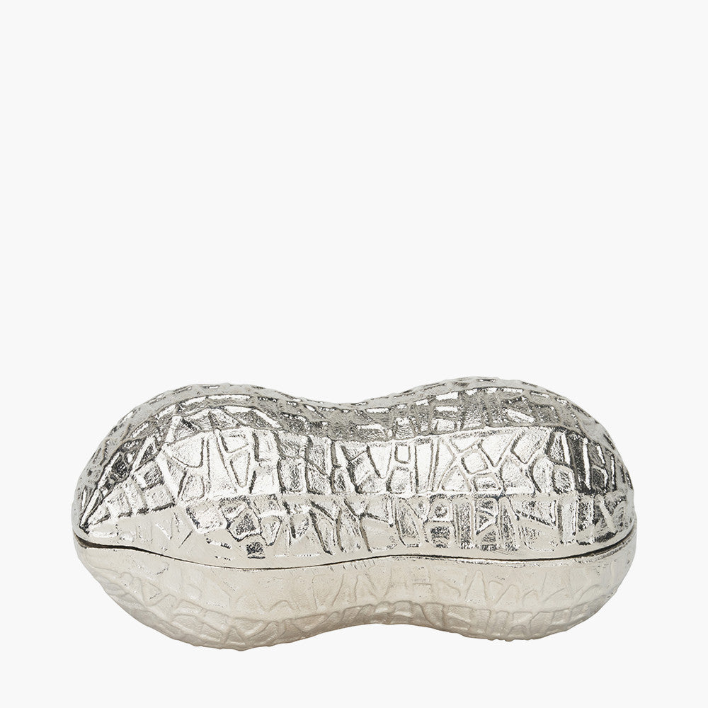 Silver Metal Peanut Lidded Trinket Bowl