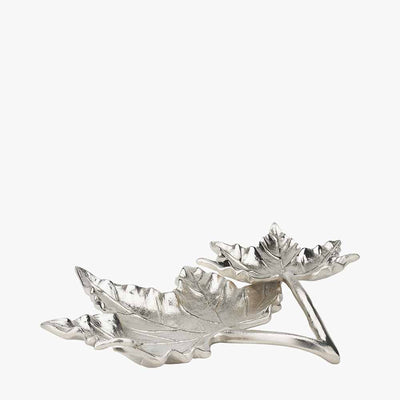 Silver Metal Dual Oak Leaf Bowl