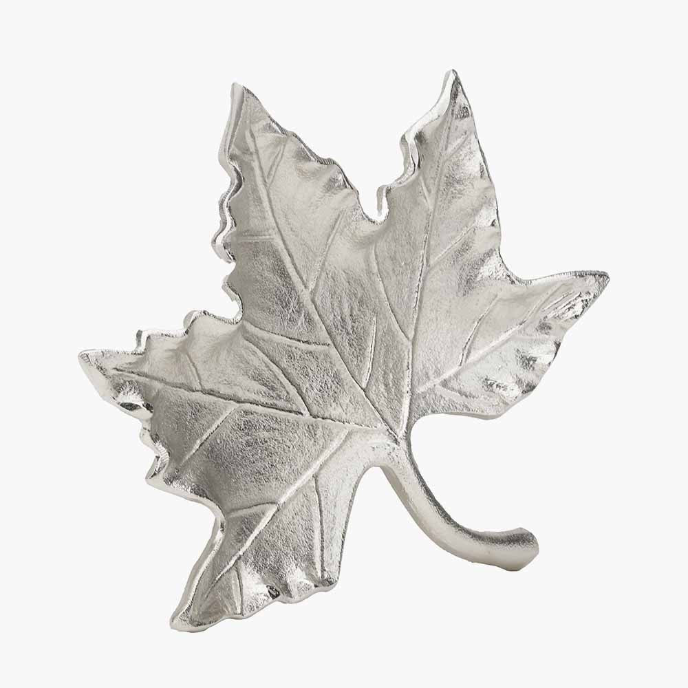 Silver Metal Oak Leaf Bowl