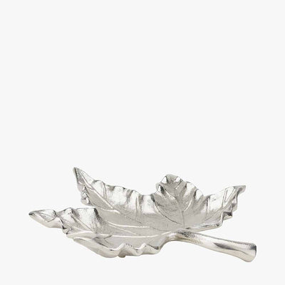 Silver Metal Oak Leaf Bowl