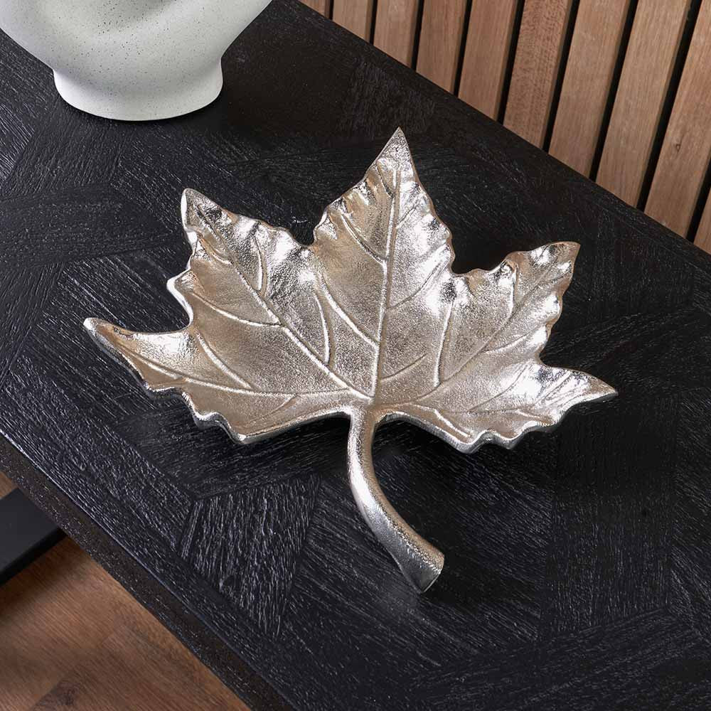 Silver Metal Oak Leaf Bowl