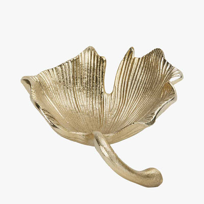 Gold Metal Gingko Leaf Trinket Bowl