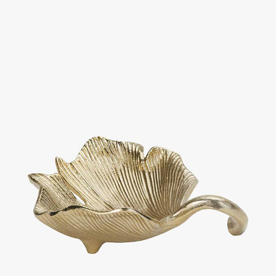 Gold Metal Gingko Leaf Trinket Bowl