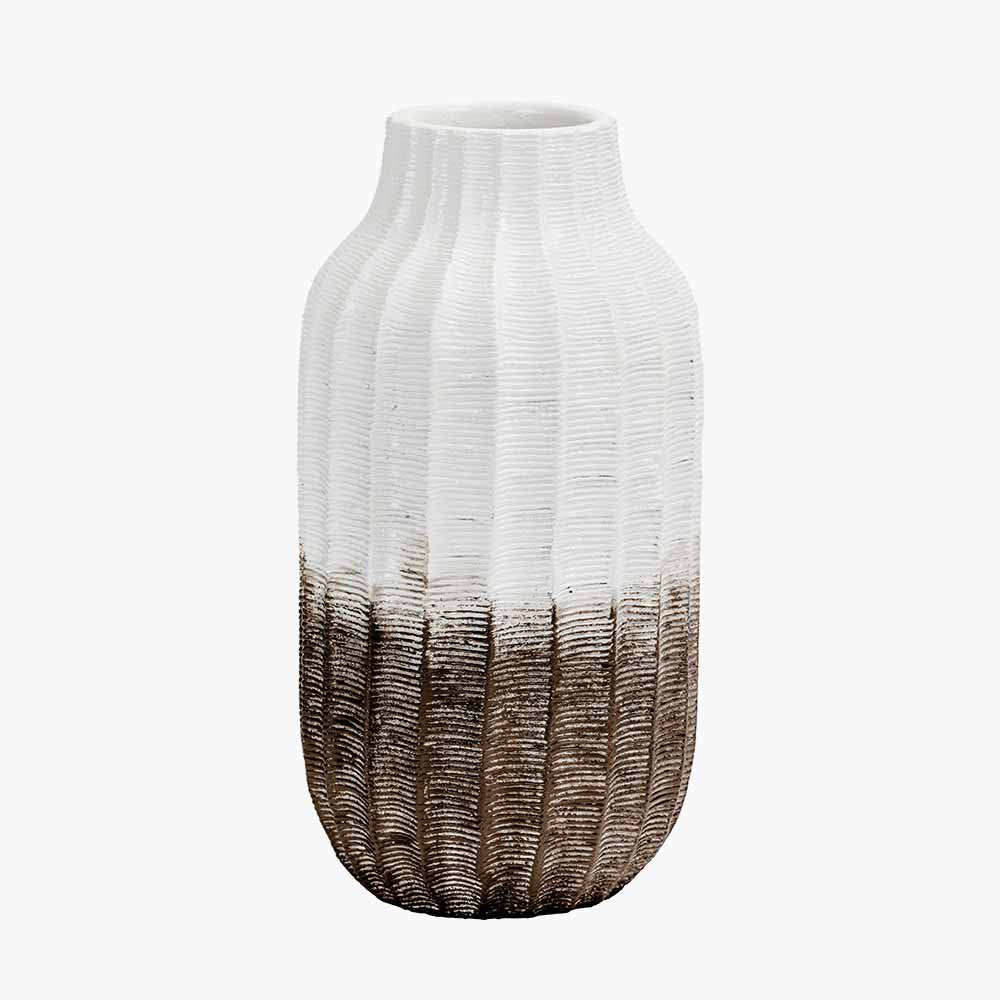 Amalia Charcoal and White Stoneware Textured Vase