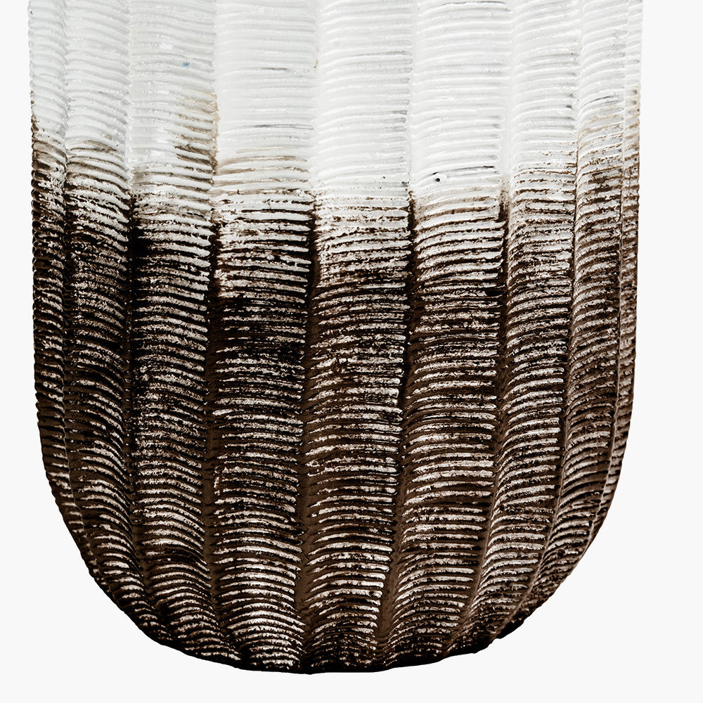 Amalia Charcoal and White Stoneware Textured Vase