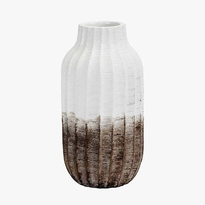 Amalia Charcoal and White Stoneware Textured Vase