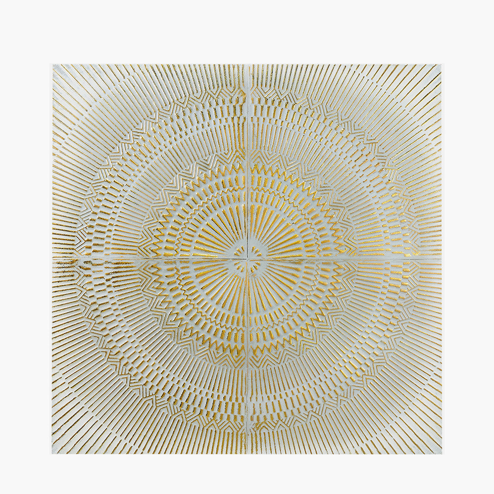 Antique White and Gold Textured Metal Wall Art
