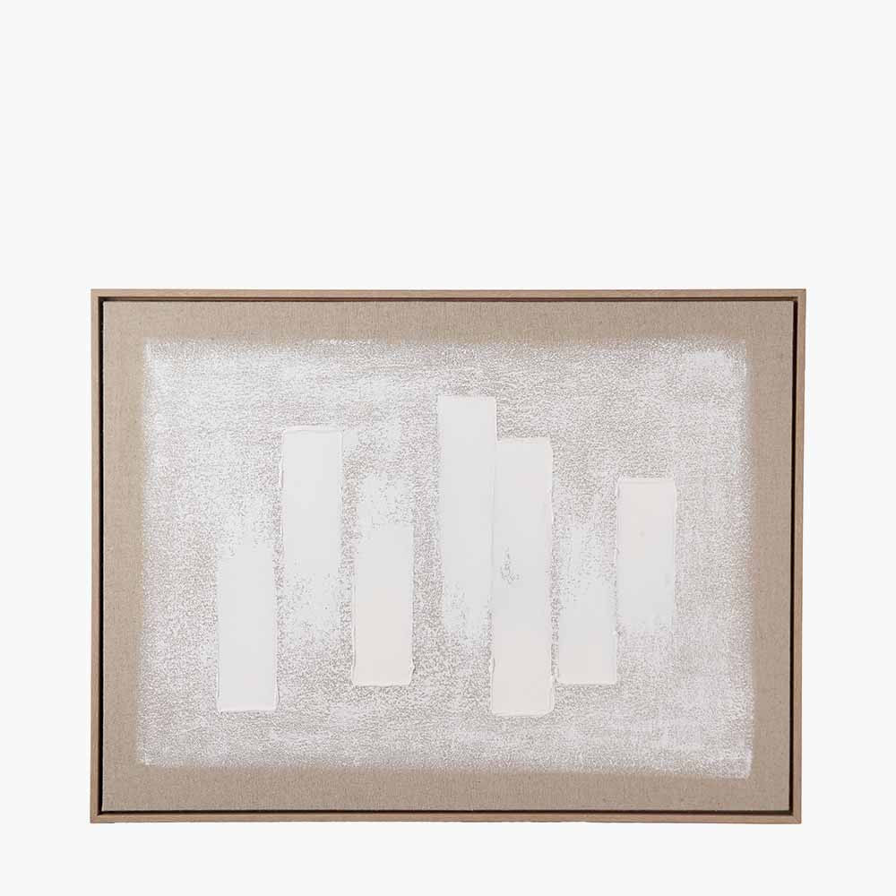 White and Natural Textured Canvas with Natural Frame