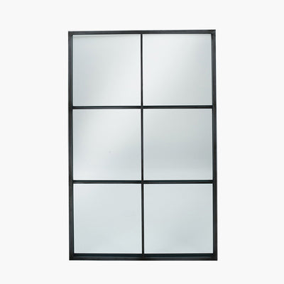 Dark Grey Metal 6 Section Rectangular Wall Mirror