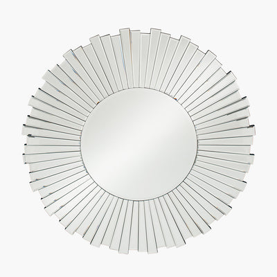 Mirrored Glass Starburst Design Round Wall Mirror