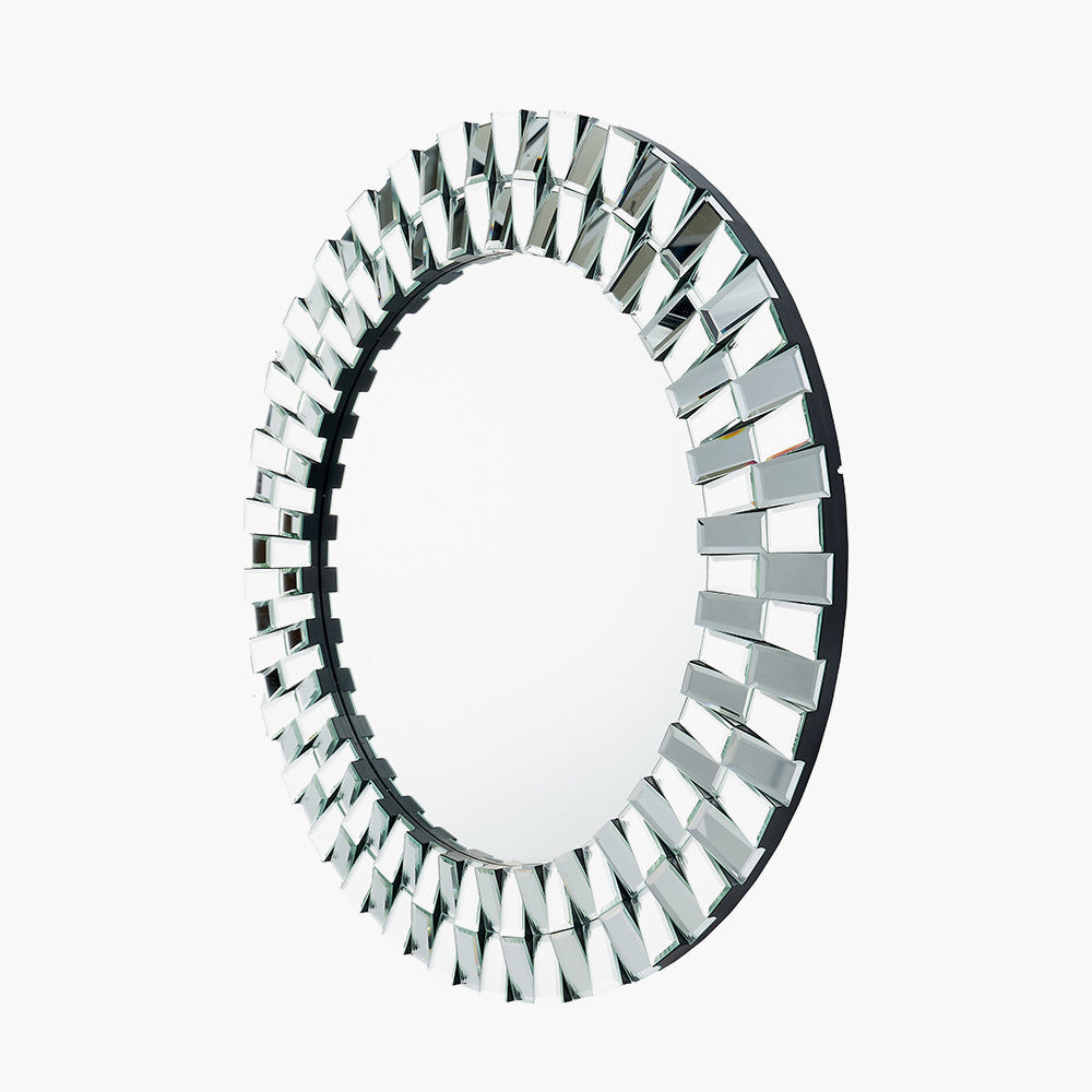 Mirrored Glass Tile Round Wall Mirror