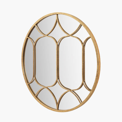 Gold Metal Decorative Overlay Round Wall Mirror