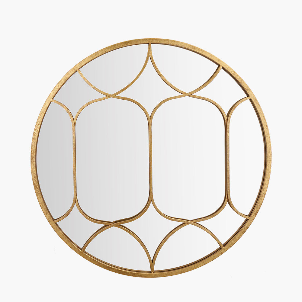 Gold Metal Decorative Overlay Round Wall Mirror