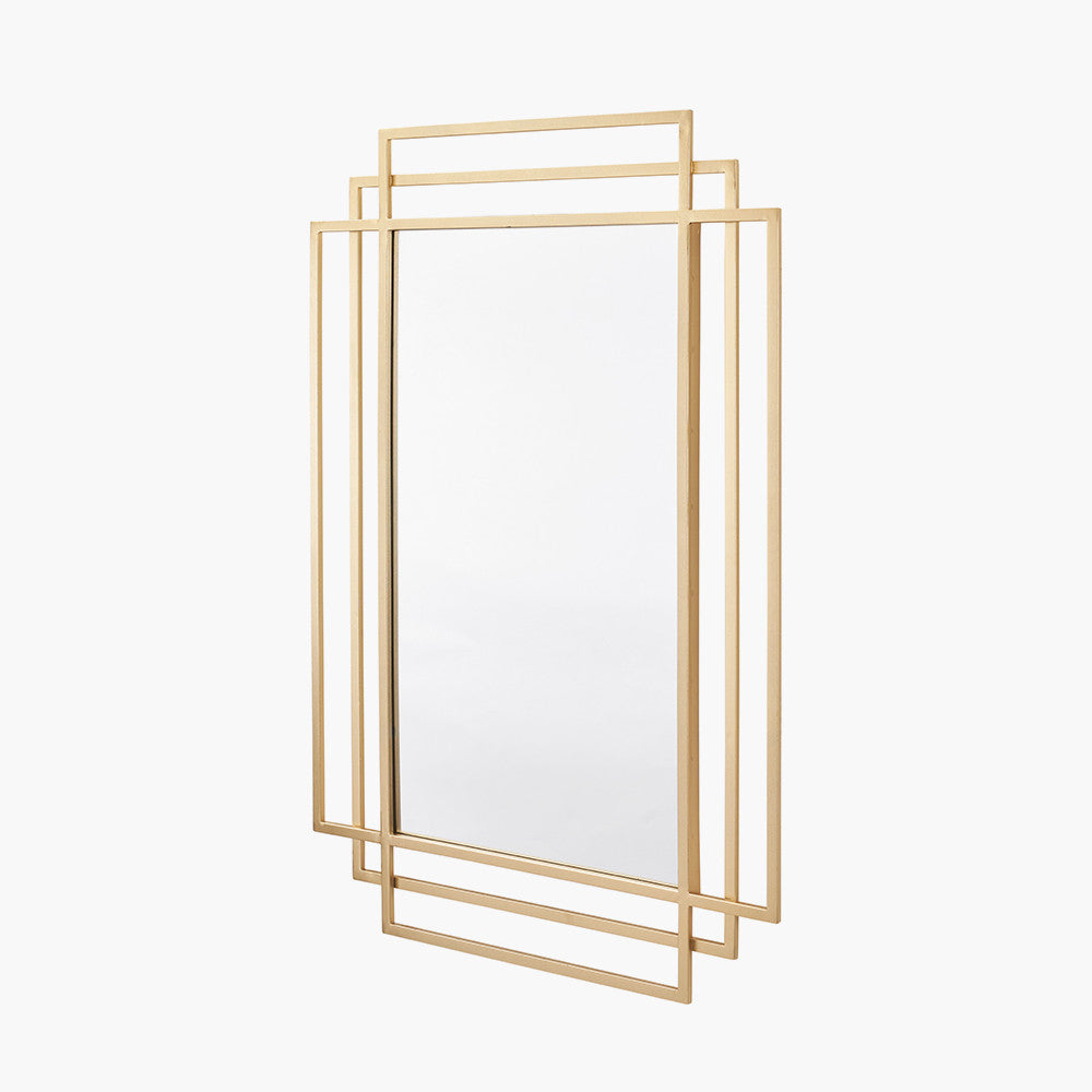 Gold Metal Art Deco Rectangular Wall Mirror