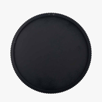 Black Metal Textured Edged Round Wall Mirror