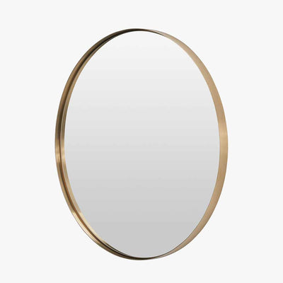 Brushed Gold Metal Slim Frame Round Wall Mirror Small