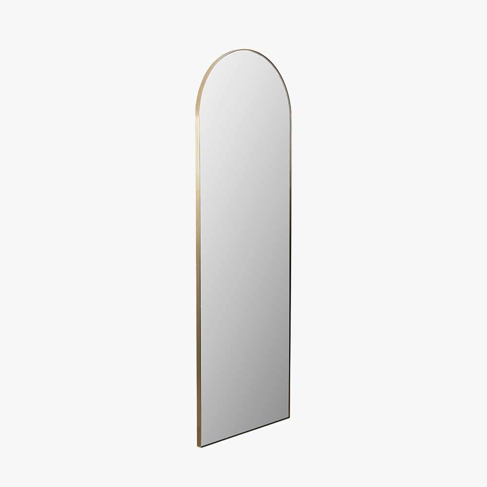 Brushed Gold Metal Slim Frame Arch Floor Mirror