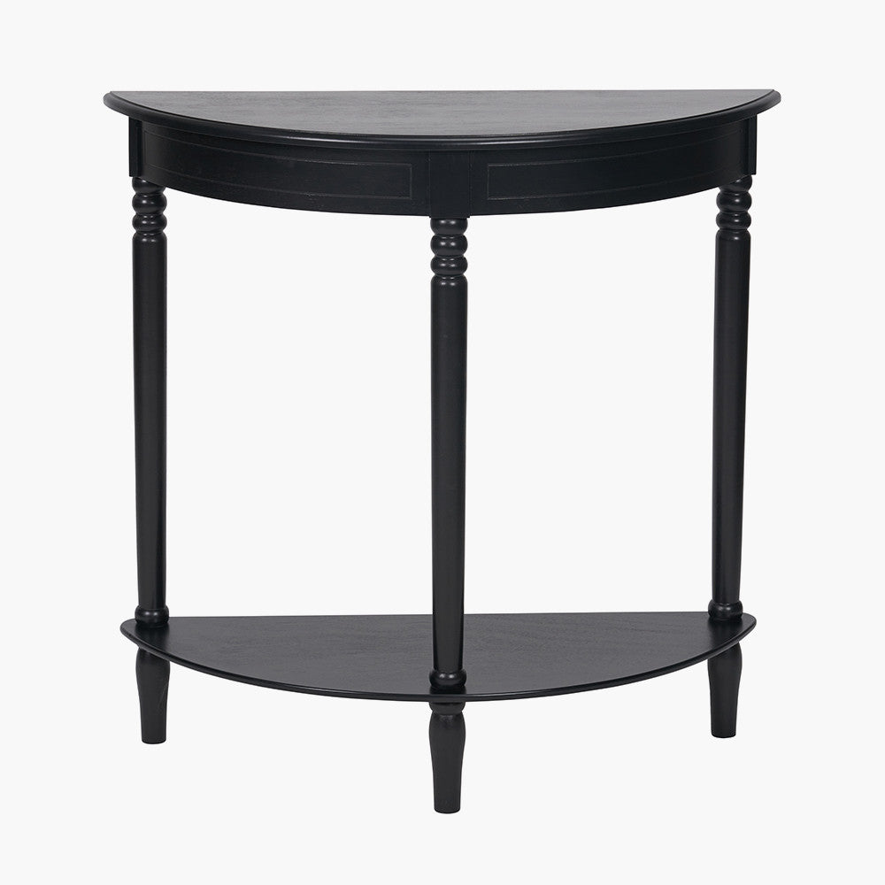 Heritage Black Pine Wood Half Moon Console Table