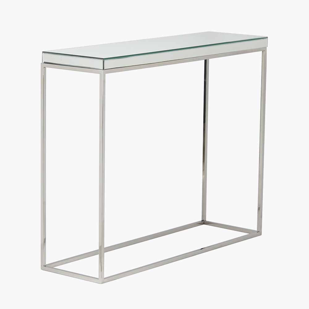 Elysee Mirrored Glass and Silver Metal Console Table