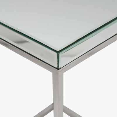 Elysee Mirrored Glass and Silver Metal Console Table