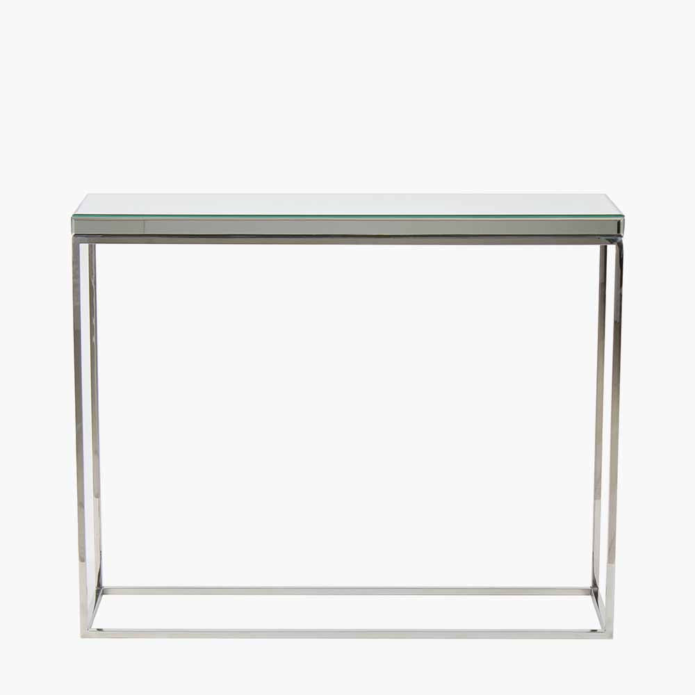 Elysee Mirrored Glass and Silver Metal Console Table