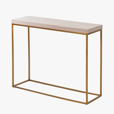 Madison Beige Granite and Burnished Gold Metal Console Table