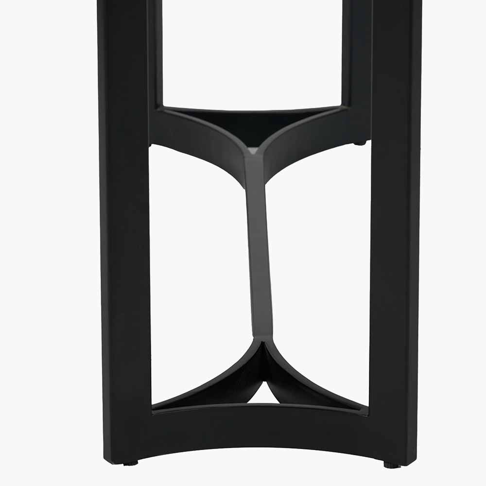 Hendrick White Marble and Black Metal Console Table