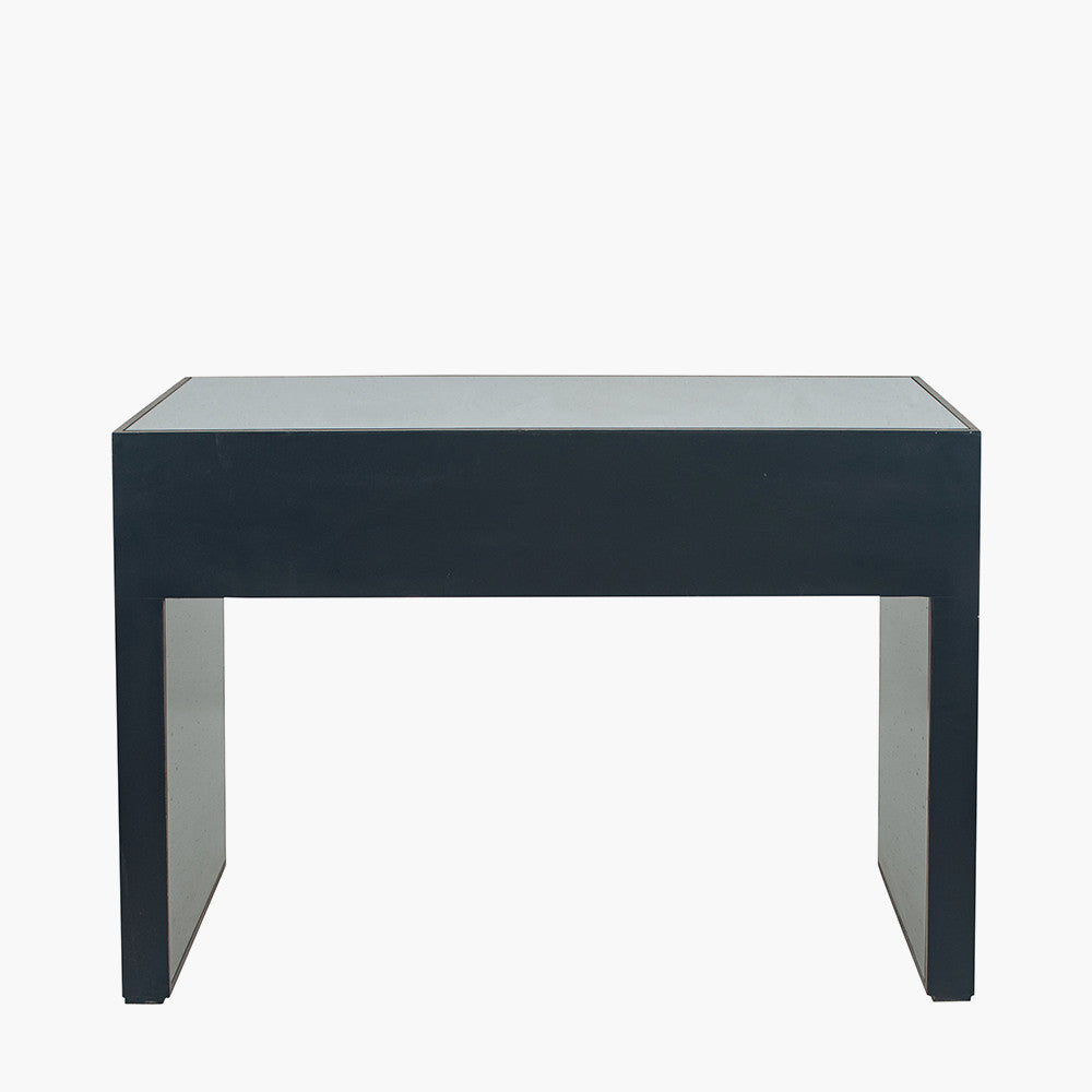 Brindisi Grey Velvet, Antique Metal and Mirror Console Table