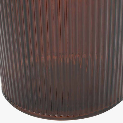 Pecan Brown Recycled Glass Ribbed Vase Tall