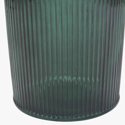 Sea Green Recycled Glass Ribbed Vase Tall